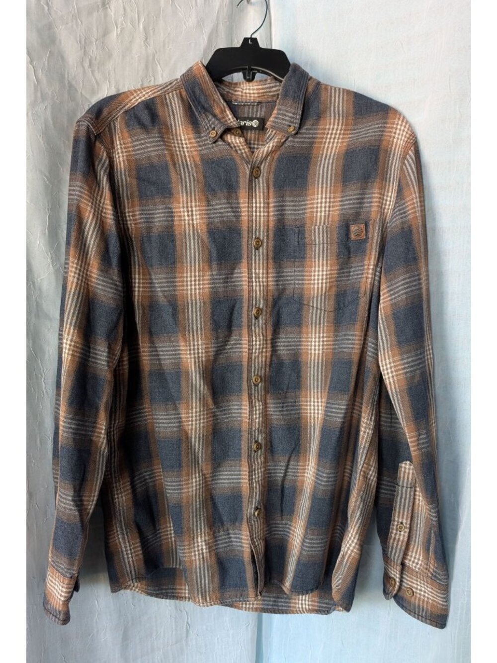 Solaris mens flannel shirt button down plaid long sleeve size m